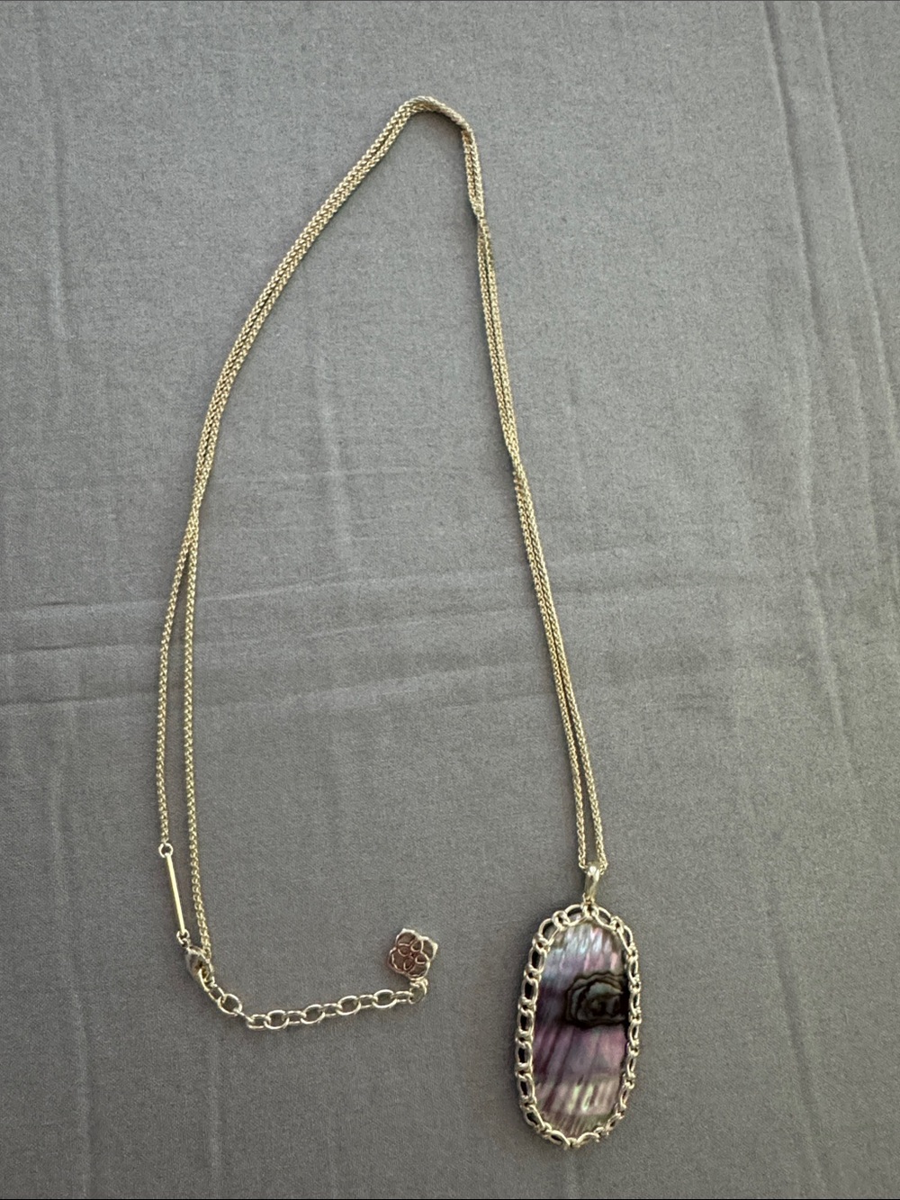 Kendra Scott Macrame Reid Pendant Necklace Nude Abalone Yellow Gold Plated - Picture 2 of 5
